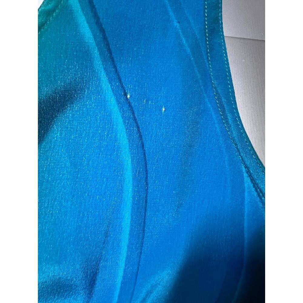 Simply Silk Women's 100% Silk Maxi Tank Dress Blue/Green Floral Swirl ~ Size XL - Picture 5 of 6